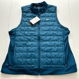NEW NIKE WOMEN PLUS BLUE PUFF VEST THERMA-FIT
